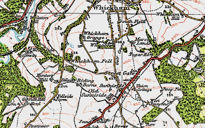 Old map of Whickham Fell in 1925
