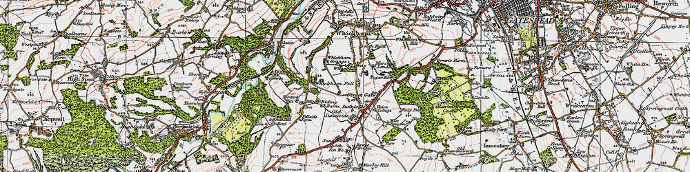 Old map of Whickham Fell in 1925