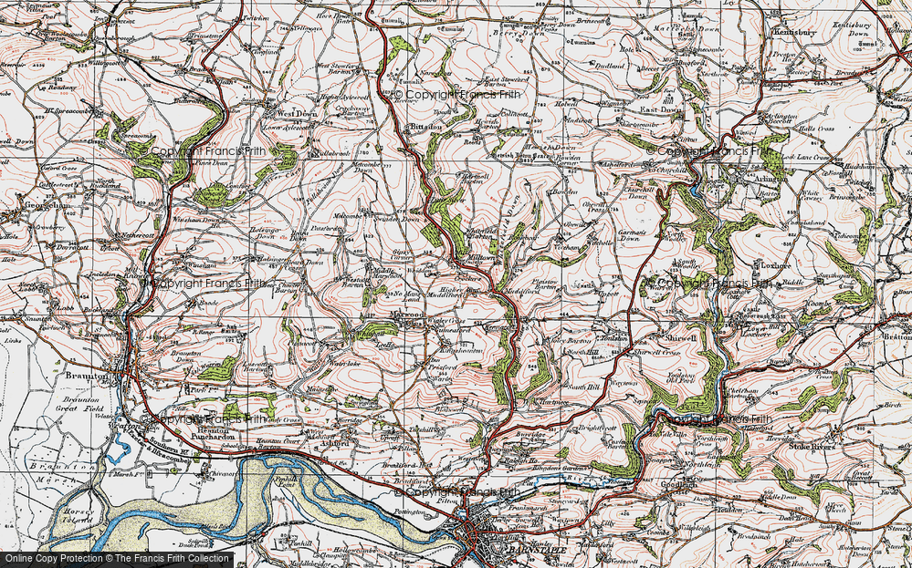 Old Map of Whiddon, 1919 in 1919