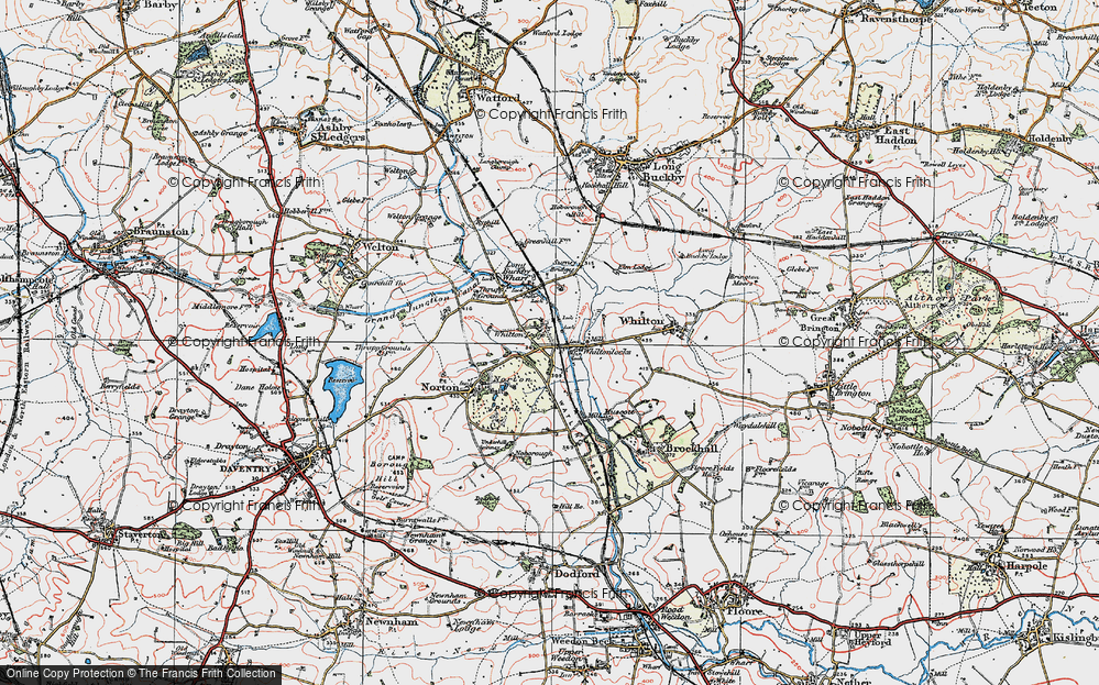 Old Map of Historic Map covering Whilton Lodge in 1919