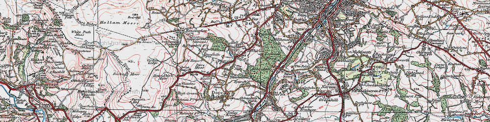 Old map of Whirlow in 1923