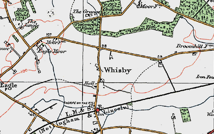 Old map of Whisby in 1923