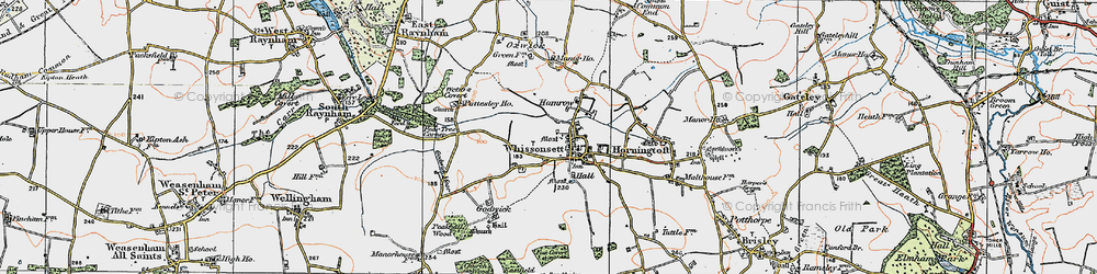 Old map of Whissonsett in 1921