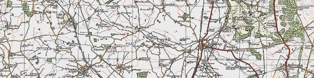 Old map of Whiston in 1921