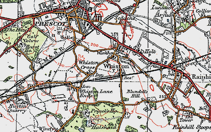 Old map of Whiston in 1923