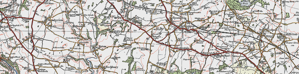 Old map of Whiston Cross in 1921