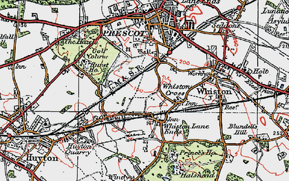 Old map of Whiston Cross in 1923