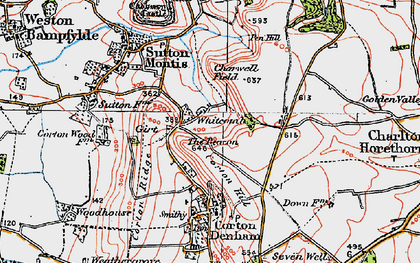 Old map of Whitcombe in 1919