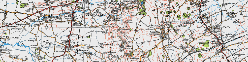 Old map of Whitcombe in 1919