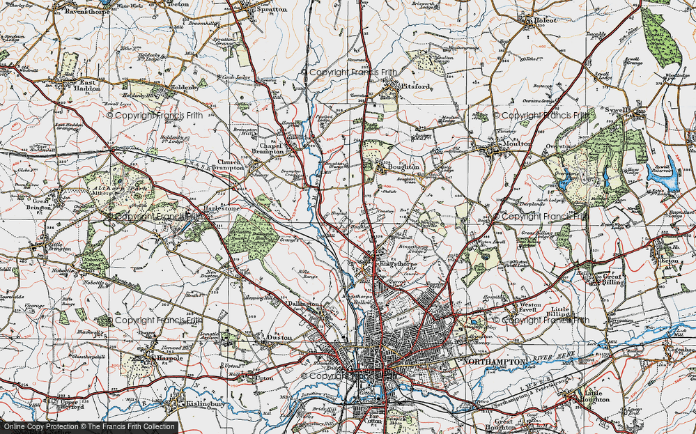 Old Map of Historic Map covering Boughton Grange in 1919