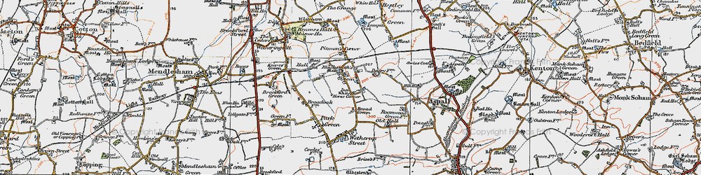 Old map of White Horse Corner in 1921