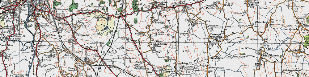 Old map of White Ladies Aston in 1919
