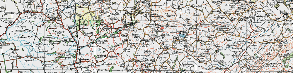 Old map of Barns Lane Bottom in 1924