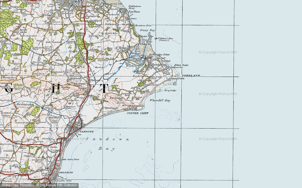 Old Map of Historic Map covering Bembridge Boarding Campus in 1919