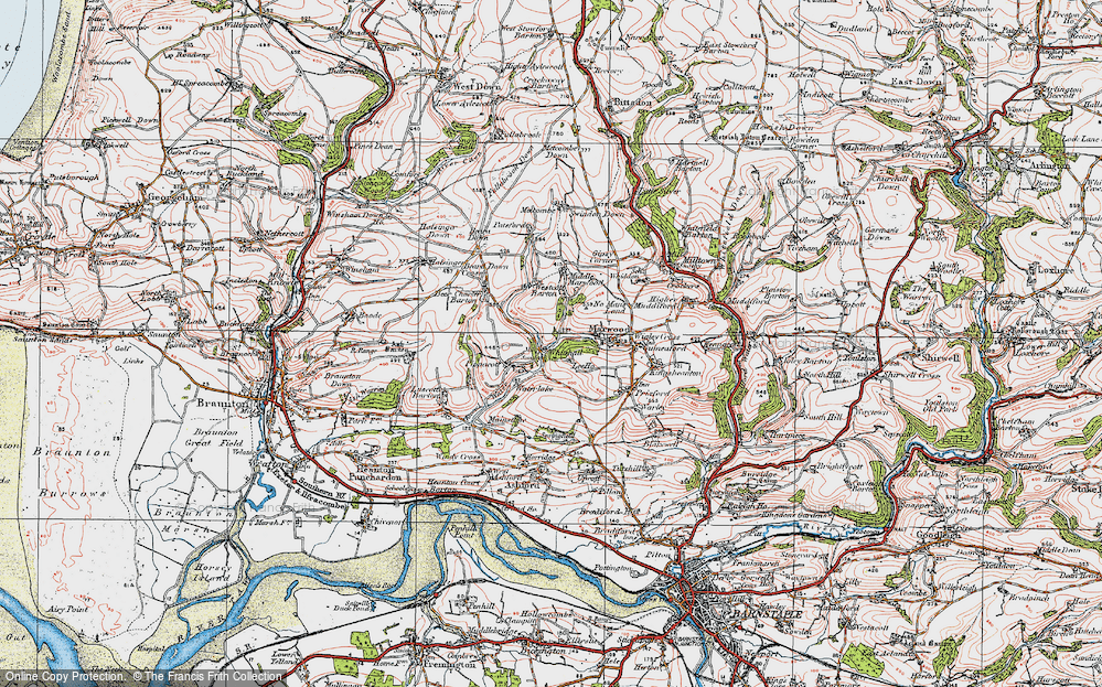 Old Map of Whitehall, 1919 in 1919