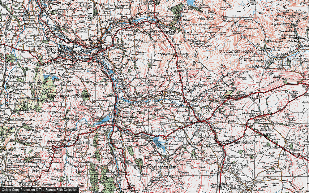 Old Map of Historic Map covering Cracken Edge in 1923