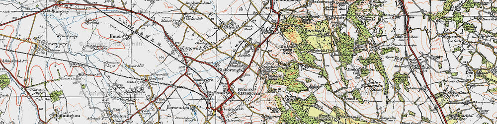 Old map of Whiteleaf in 1919