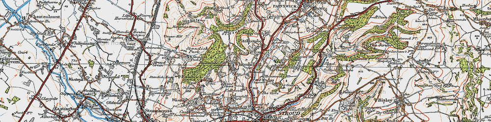 Old map of Whiteshill in 1919
