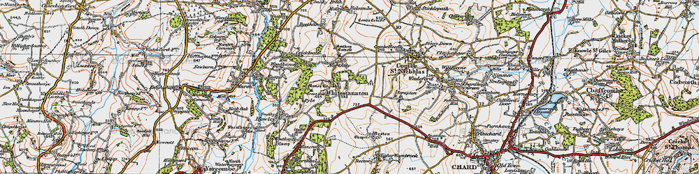 Old map of Whitestaunton in 1919