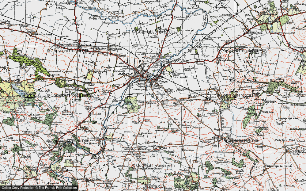 Old Map of Historic Map covering Welham Hall Fm in 1924