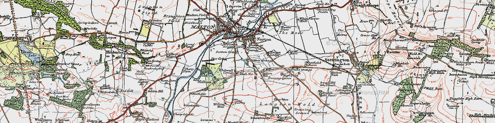 Old map of Whitewall Corner in 1924