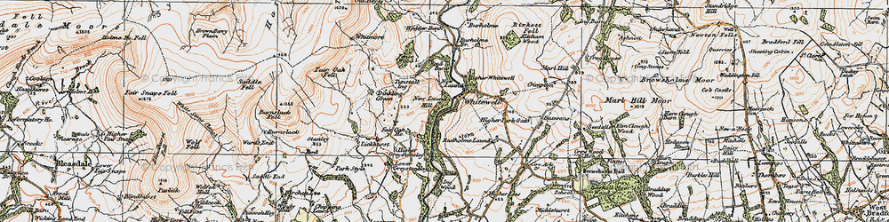 Old map of Whitewell in 1924