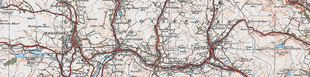Old map of Whitewell Bottom in 1924