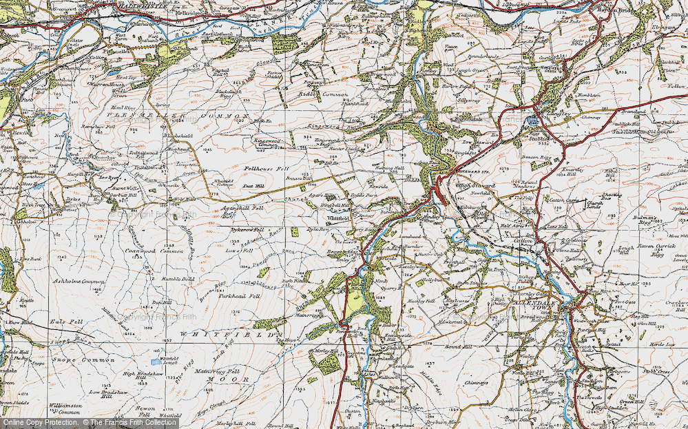 Old Map of Historic Map covering Agarshill Fell in 1925
