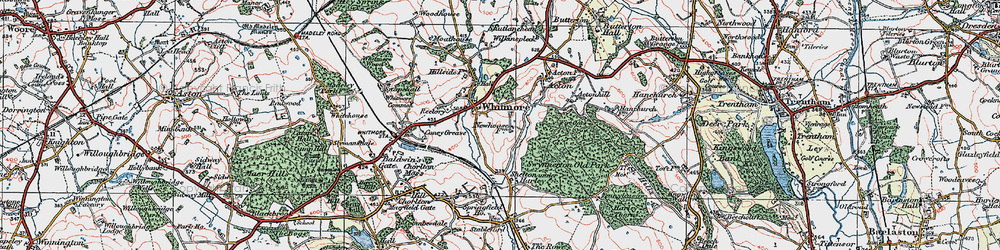 Old map of Whitmore in 1921