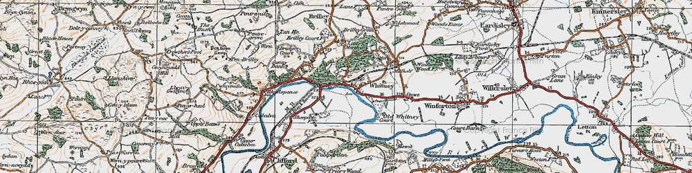 Old map of Whitney-on-Wye in 1919