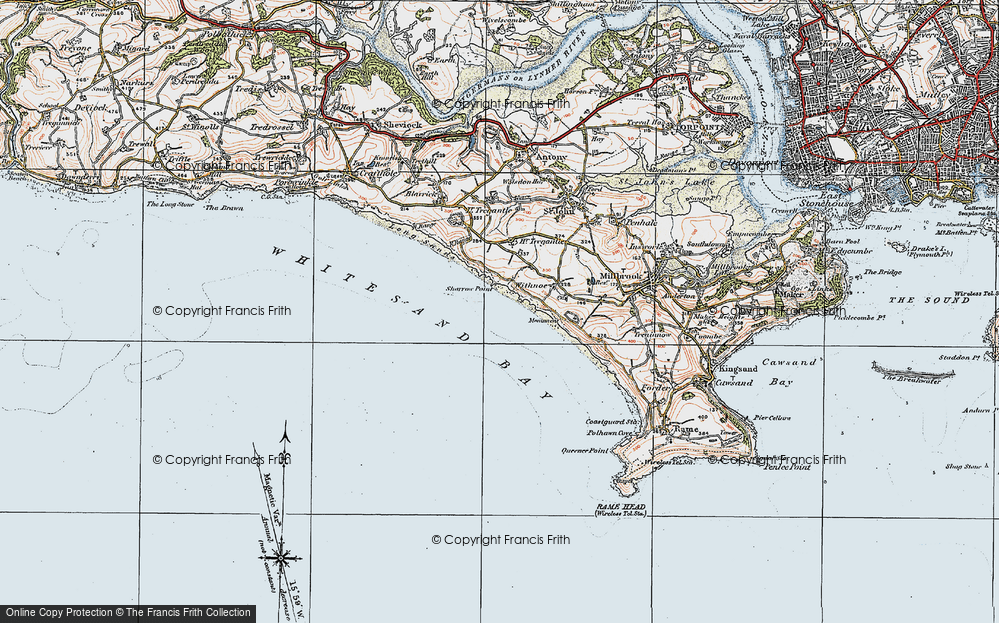 Old Map of Historic Map covering Tregonhawke in 1919