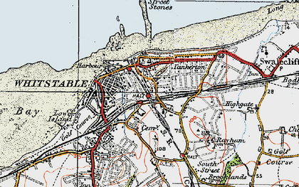Old map of Whitstable in 1920