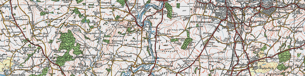 Old map of Whittington Common in 1921