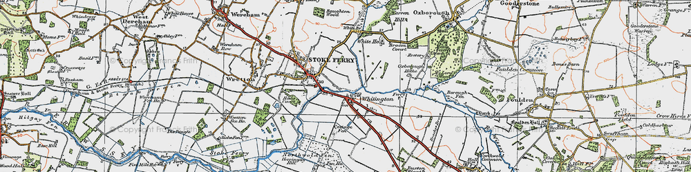 Old map of Whittington in 1921