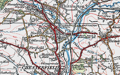Old map of Whittington Moor in 1923
