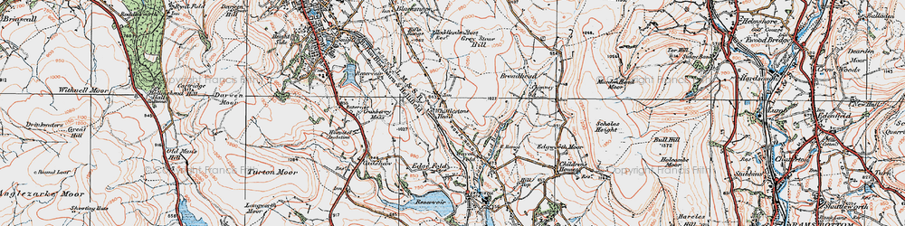 Old map of Whittlestone Head in 1924