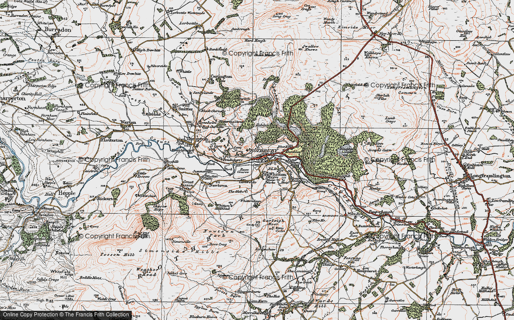 Old Map of Historic Map covering Whittondean in 1925
