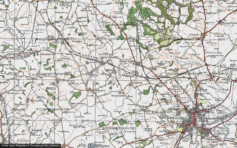 Old Map of Historic Map covering Whitton Beck in 1925