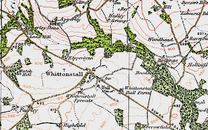Old map of Whittonstall in 1925