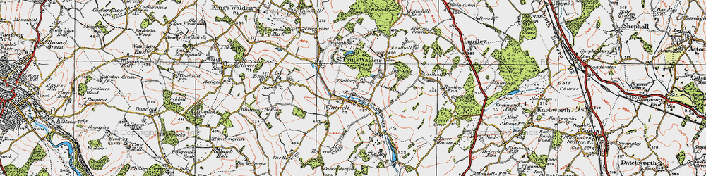 Old map of Whitwell in 1920