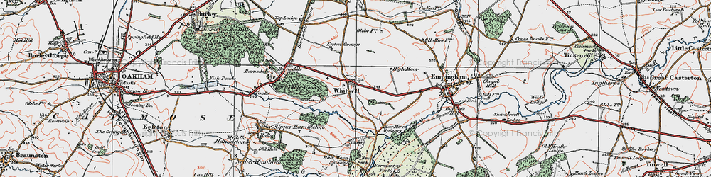 Old map of Whitwell in 1922