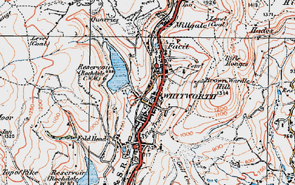 Old map of Whitworth in 1924