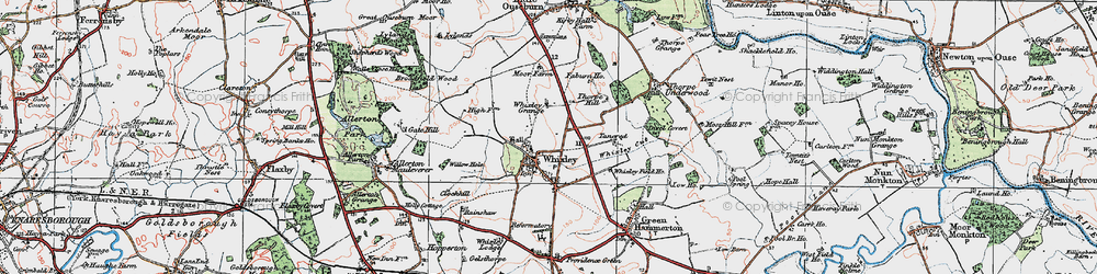 Old map of Whixley in 1925
