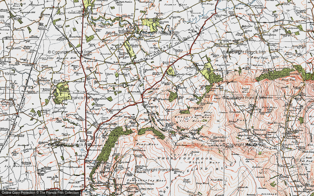Old Map of Historic Map covering Whorl Hill in 1925