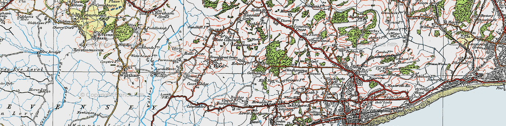 Old map of Whydown in 1920