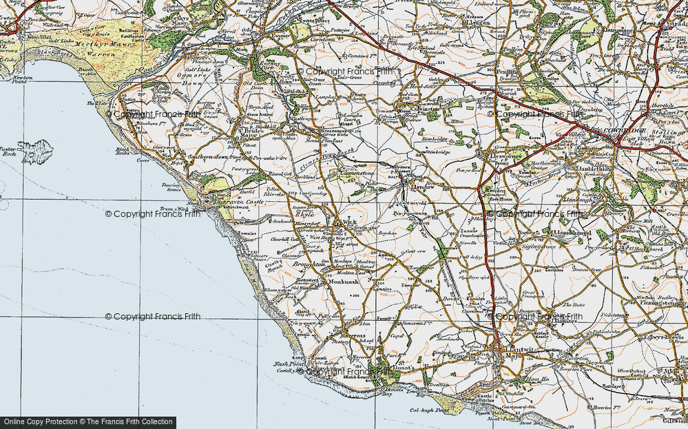 Old Map of Historic Map covering Clemenstone in 1922