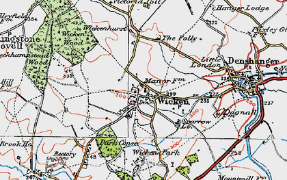 Old map of Wicken Wood in 1919