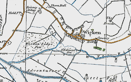Old map of Wicken Fen in 1920