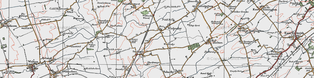 Old map of Wickenby in 1923