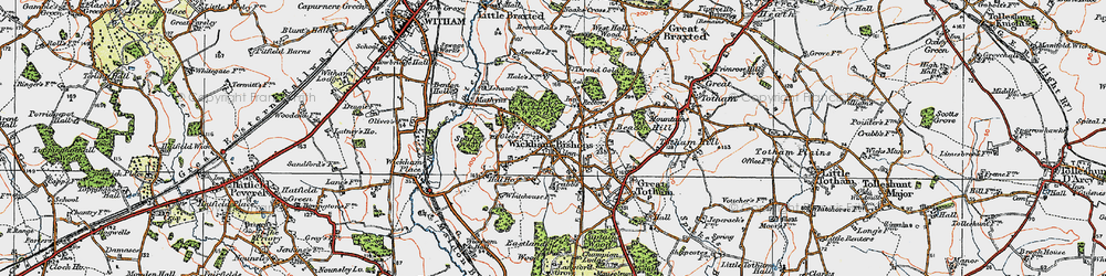 Old map of Wickham Bishops in 1921